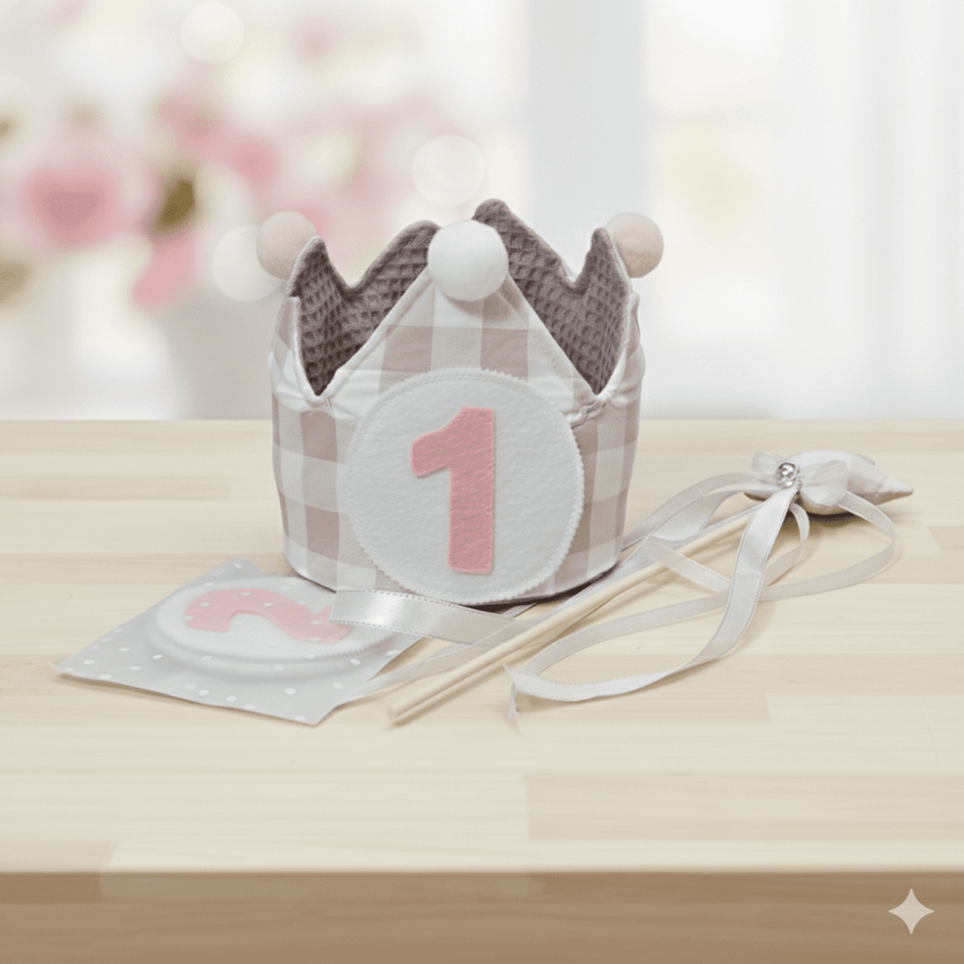 Corona cumpleaños vichy rosa - 2